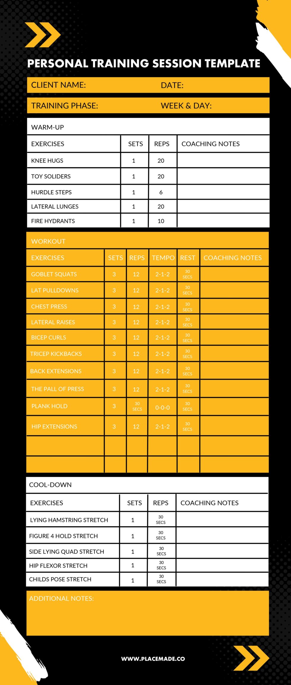 1 Hour Personal Training Session Example > 10 Easy Exercises.